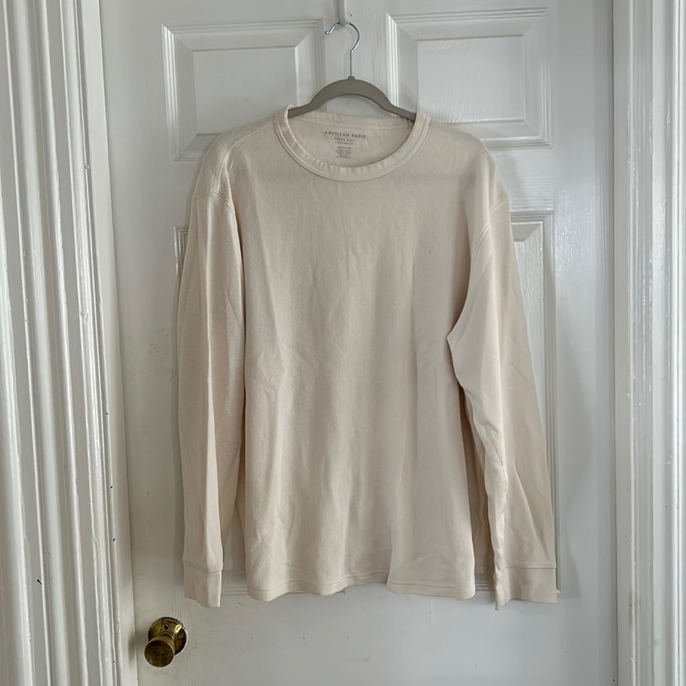 American Eagle Cream thermal shirt